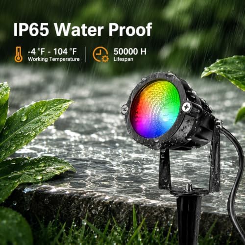 Halloween Spotlight Outdoor 15W with Remote Control 110V COB LED Spot Lights Outdoor RGB Color Changing Landscape Lights for Yard Tree Path Garden Decor(2 Pack) - Image 4