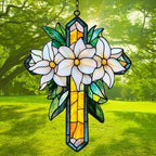 Cross and Flowers Acrylic Suncatcher - Image 3