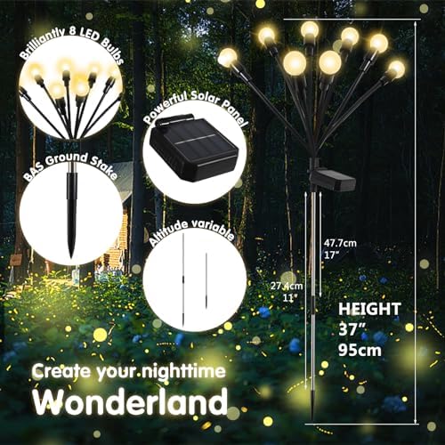 6 Pack Solar Firefly Lights Outdoor, 8 Mode Adjustable Height Swaying, IP65 - Image 3