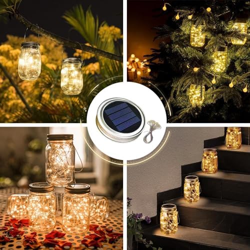 24 Pack Mason Jar Solar Lights for Outside, 12 Pack Warm White and 12 Pack Muticolor - Image 4