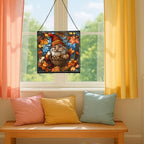 Gnome with Acorn Basket Stained Glass Suncatcher – Square Hanging Window Panel for Home or Greenhouse – Whimsical Glass Art Gift for Garden Lovers, Christmas, Halloween, Father Days hZKufe - Image 5