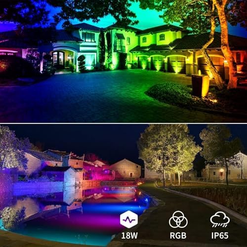 Led Beam Light - RGB Color Changing Rotation Spotlight, AC12V COB Tree Outdoor Flood Light, Garden Villa Courtyard Lawn Landscape Light(9w) - Image 6