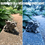 OLOMA Smiling Little Dragon Concrete Statue Outdoor Mythical Creature Outdoor Decor Fantasy Drake Figurine Handcrafted Sculpture Stone Gargoyle Ornament Weather Proof Accent Fantasy Gift - Image 4