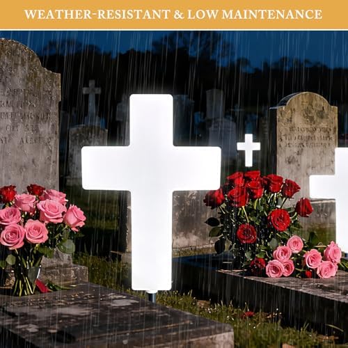Solar Cross Light, Grave Decorations for Cemetery Memorial - Image 6