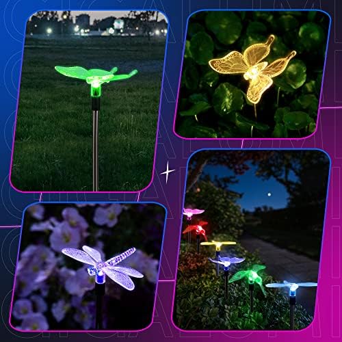 GIGALUMI Solar Garden Lights Outdoor Waterproof Butterfly Path Lights 6 Pc - Image 2