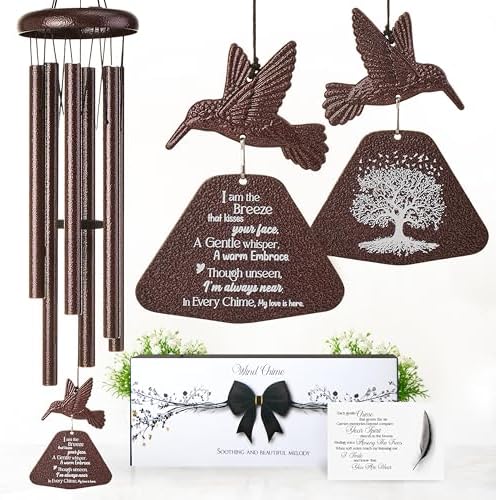 32 inch Bronze Hummingbird Memorial Wind Chimes for Loss of Loved One by CaptainD%C3%A9cor