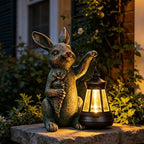 Solar Garden Statues -Rabbit Lantern Outdoor Handmade Resin Statue with LED Light, Cute Carrot Holder for Patio, Yard, Gift Ideas (rabbit2) - Image 4