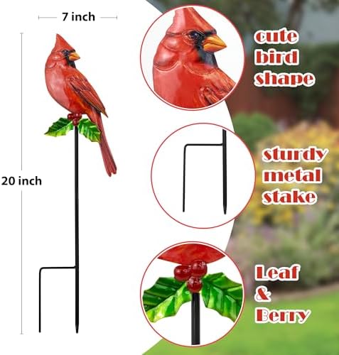 Cardinal Bird Yard Outdoor Decoration Stakes Garden Statue Yard Decor - Image 3