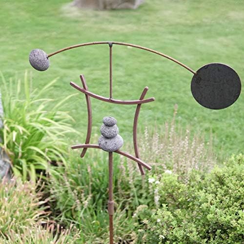 Aura Life Zen Garden Spinner Kinetic Wind Sculpture with Rock Cairn & Stake - Relaxing Outdoor Spinners for Yard and Garden - Handmade Outdoor Wind Art Vane Sculptures (Bare Steel) - Image 6