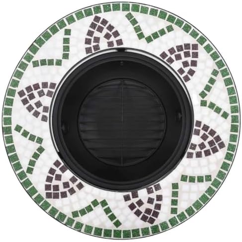 Mosaic Fire Pit 26.8 Inch Ceramic Outdoor Wood Burning Fire Bowl with Steel Stand for Garden Patio Backyard Warmth - Image 6