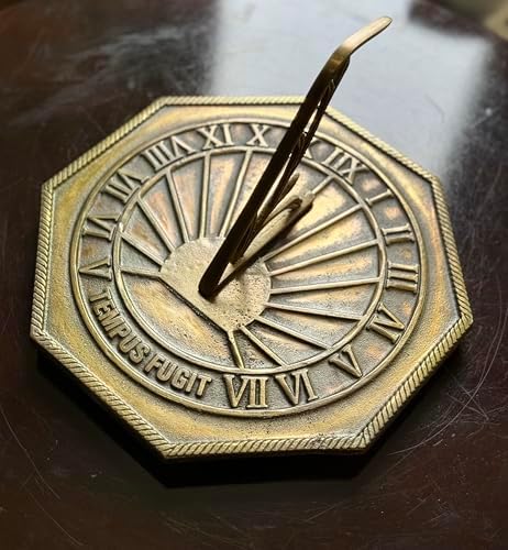 Brass Garden Sundial Classic Octagonal Home & Garden Gift Decor Outdoor Sundial - 10 Inch Birthday Gift - Image 2