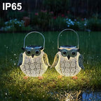 2 Pack Hanging Solar Lanterns - Garden Light Waterproof Metal Decorative Solar Lantern Lights Outdoor for Patio Yard Table Pathway (White owl 2pk) - Image 4