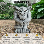 OLOMA Concrete Gargoyle Garden Statue Gothic Guardian Sculpture Handmade Outdoor Decor Mythical Creature Stone Figurine Patio Lawn Yard Porch Halloween Fantasy Ornament - Image 2