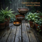 Rain Catcher Bird Bath, 24 x 9 in 3 Layer Metal Garden Stake, Rustic Stacked Bowls Outdoor Decor with 4.7, 3.9, 3.1 in Cups, Vintage Water Station for Bees, Butterflies, Hummingbirds - Image 5