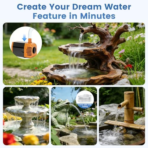 NFESOLAR 30W Solar Fountain Pump, 280GPH Solar Pond Pump with Foldable Solar Panel, Adjustable Flow Solar Water Pump with 6.6FT PVC Tubing for Outdoor Pond, Garden, Waterfall, Hydroponic, Pool - Image 5