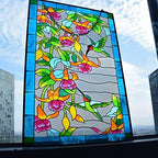VEWOGARDEN W10xH15 inch Hummingbird Stained Glass Window Hangings, Suncatcher Panel with Chain for Wall or Windows - Image 2