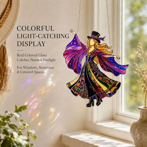 Handmade Stained Glass Wind Spinner, Dancing Lady Window Suncatcher,Model A - Image 5