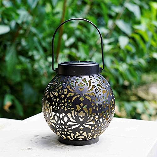 Set of 2 Solar Hanging Lanterns Outdoor for Garden Patio, Black - Image 2