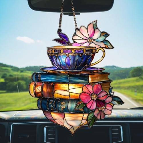 Tea Cup Flowers and Books Acrylic Suncatcher - Image 5