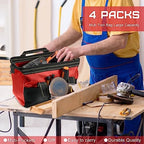 4 Pieces Tool Bag with Waterproof Strong Molded Base Multi Pockets Wide Mouth Tool Tote Multifunctional Tool Bag Large Capacity Organizer Heavy Duty Tool Storage Bag (Red,13 Inch) - Image 5