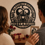 Personalized Skeleton Couple Metal Sign, Gothic Romantic Wall Art, Custom Skull Lovers Gift for Couples, Skeleton Rose Wall Sign, Metal Anniversary Wedding Decor - Image 4
