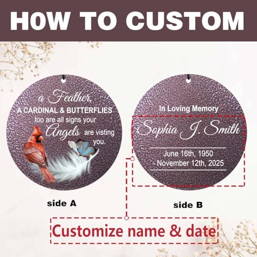 ASTARIN Custom Cardinal Wind Chimes for Loss of Lover Mom Dad, Butterfly Wind Chime Memorial Sympathy Gifts for Remembrance, Windchimes in Memory of a Loved One - Image 5