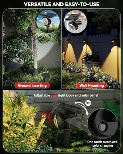 Focusing Solar Spot Lights Outdoor Waterproof, RGB+3CCT Tree Uplights 6Pack - Image 6