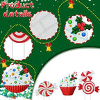 3 Pack Metal Christmas Yard Signs Decor for Multiple Stacked,Voumsil Christmas Yard Stakes with Candy Fall Yard Decor for Outside Garden Yard Lawn Porch - Image 3