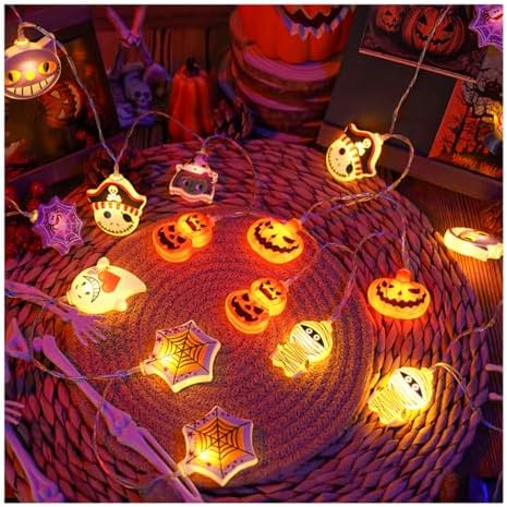 CAKERS Creative Halloween Fairy Lights|Warm White Light Novelty String Lights|Led Hanging Copper Wire Lights|Night Lamps for Party Home Office Decor,G,3m(9.8ft)-20LED-USB by CAKERS
