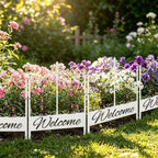 8 Pack Vintage White Metal Garden Fence, Animal Barrier Outdoor Lawn Decor - Image 2