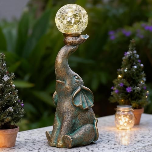 Solar Outdoor Elephant Statue Gifts Garden Decoration Light by zuzuzen