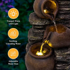 24.8" H Outdoor Water Fountain with Lights, 4-Tier Clay Pot Garden Fountain - Image 4