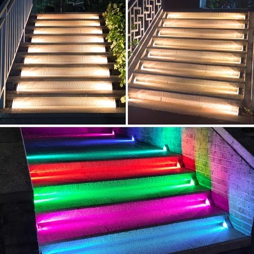 Ellasay Stair Lights Outdoor 12 Pack,10 Color Modes Solar Step Lights for Outside, Waterproof IP67 Solar Lights for Garden Stair,Patio,Deck,Yard,Front Step, Front Porch Decor - Image 6