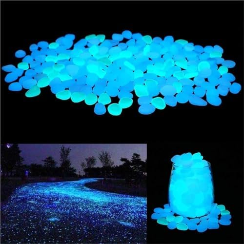 Glow in The Dark Pebbles 1200 Pcs The Garden of Light On The Dark Pebbles for Yard Rock and Manwalk Decoration Fairy Tale DIY Decorative Luminous Stone(Green) - Image 2