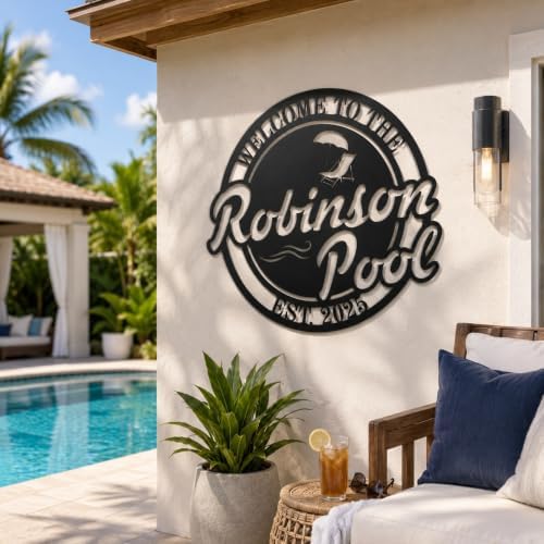 Swimming Pool Metal Sign, Personalized Pool Sign, Pool Metal Sign, Poolside Paradise Sign, Pool Signs and Decor Outdoor, Custom Pool Sign - Image 4