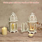 IMAGE 4PCS Candle Lanterns Metal Candle Holder with Transparent Glass Moroccan Decorative Hanging Lantern, 7x16cm, White - Image 7