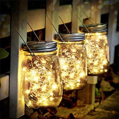 6Pcs/lot Hanging Solar Mason Jar Lid Lights 10 20 LEDs Garden String Lights Outdoor Waterproof Solar Fairy Lights for Patio Lawn (Color : Multicolor, Size : 1m 10leds) - Image 5