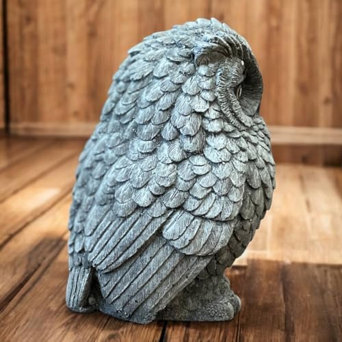 Painted Night Owl Statue Detailed Owl Sculpture Backyard Art Wild Life Decoration Cement Night Owl - Image 4