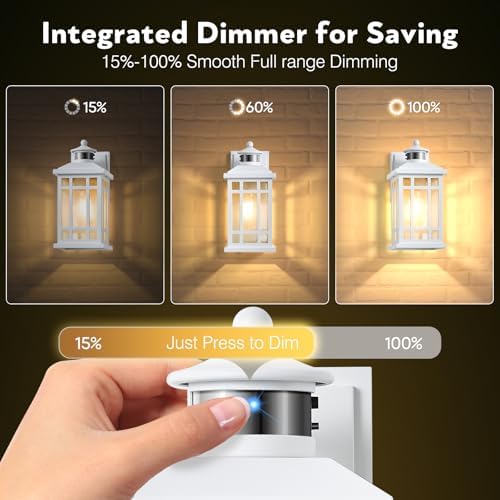 White Dusk to Dawn Outdoor Lighting, Modern Exterior Lighting Fixtures with Motion Sensor 4 Modes, Patio Lights Outside Waterproof for House, Garden, Front Porch, Brightness Distance Adjustable - Image 3