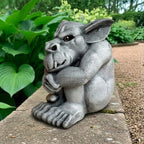 OLOMA Concrete Gargoyle Garden Statue Gothic Guardian Sculpture Handmade Outdoor Decor Mythical Creature Stone Figurine Patio Lawn Yard Porch Halloween Fantasy Ornament - Image 7