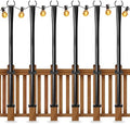 6 Pack String Light Poles for Deck, 5Ft Heavy-Duty Metal Deck Light Poles for Outside with Fixing Clips, Lighting Hanging Post Accessories for Patio Decor Garden Backyard Yard Fence Porch Decorations by Nexillumi