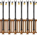 6 Pack String Light Poles for Deck, 5Ft Heavy-Duty Metal Deck Light Poles for Outside with Fixing Clips, Lighting Hanging Post Accessories for Patio Decor Garden Backyard Yard Fence Porch Decorations by Nexillumi