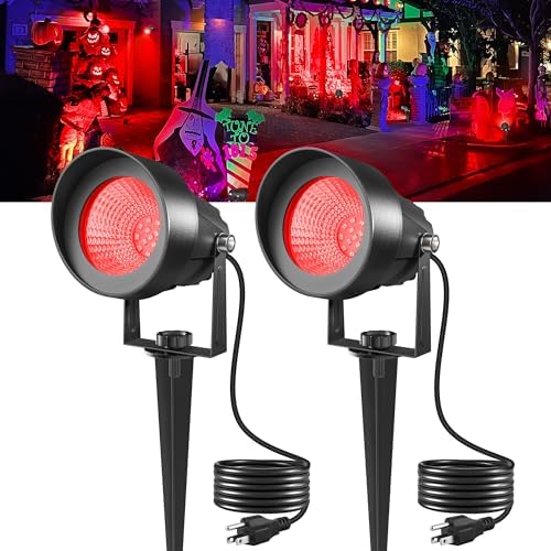 T-SUN Spot Lights Outdoor, Red Landscape Spotlights for Patio Party 2 Pack by T-SUN