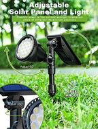 DBF Solar Lights Outdoor, 600LM Solar Spotlights Outdoor Waterproof, 2 Brightness Mode Adjustable 18 LED Flag Pole Light for Garden Yard Patio Landscape Driveway Garage Pool(Warm White, 2 Pack) - Image 6