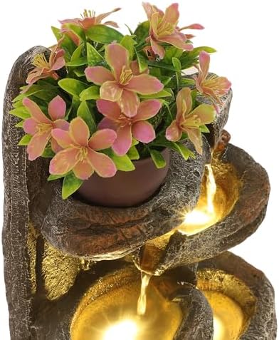 TITIMO 6-Tier Cascading Rock Fountain Outdoor Garden Waterfall w/Lights - Image 6