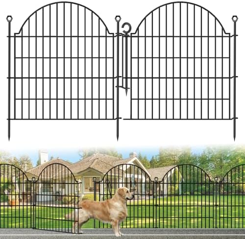 5 Panels No Dig Decorative Garden Fence with Gate, 32in (H) x11.8ft (L) by Blingluck