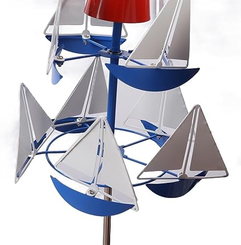 Gavigain Sailboat Windmills Kinetic Art Wind Sculpture Large Metal Nautical Art Garden Windmills Sailboat Wind Spinners Decor for Outdoor Yard Garden - Image 4