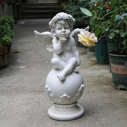 18in Angel Statue Cupid Sculpture Outdoor Decoration Patio Garden Decoration Porch Lawn, Angel Garden Sculpture and Statuary, Angel Statue commemorating Spiritual Gifts - Image 2