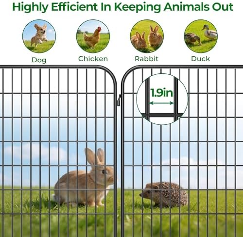 AMAGABELI 8 Panels 46 in(H) X 21 ft(L) Decorative Garden Fence Gate,No Dig Dog Fence Outdoor for Yard,Rustproof Tall Garden Fencing Animal Barrier Metal Wire Panel Border for Flower Bed,Patio - Image 4