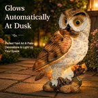 Large Solar Owl Garden Outdoor Statue, IP65 Waterproof Resin Owl Figurines with Built-in LED Lights, Fake Owl Figurine Decorations for Yard Patio Lawn, Housewarming Gifts for Women Mom, Brown - Image 2